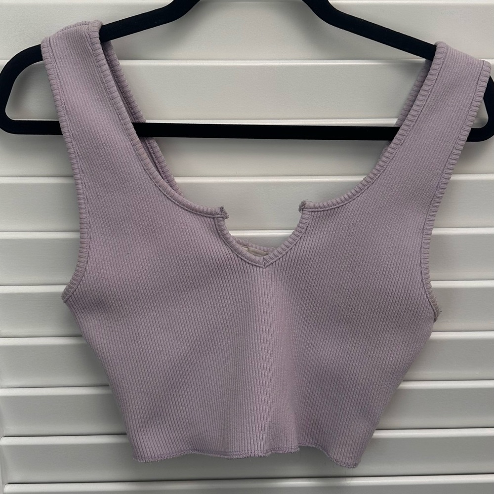 Lavender Ribbed Knit Crop Top